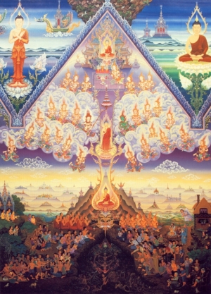 Lord Buddha Descending from Heavens. (Chalemchai Kositphiphat)

The Lord Buddha descended from Tavatimsa heaven and performed the miracle whereby th