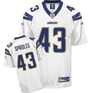 DARREN SPROLES 43 SAN DIEGO CHARGERS WHITE NFL JERSEY