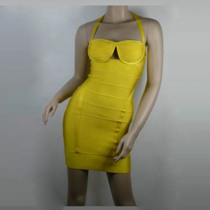 Herve Leger yellow corset dress