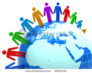 stock photo abstract d illustration of colorful people around earth globe 60011041