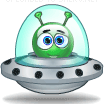 green alien spaceship smiley emoticon