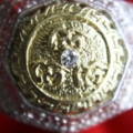 แหวนเงินหน้าทองคำฝังเพชร หลวงปู่ชื้น ปี 34